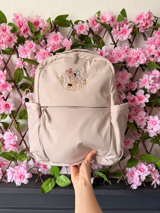 Fox Koala & Robin Embroidered Backpack
