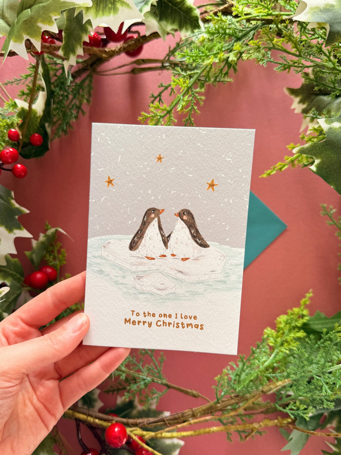Penguin Couple Christmas Card
