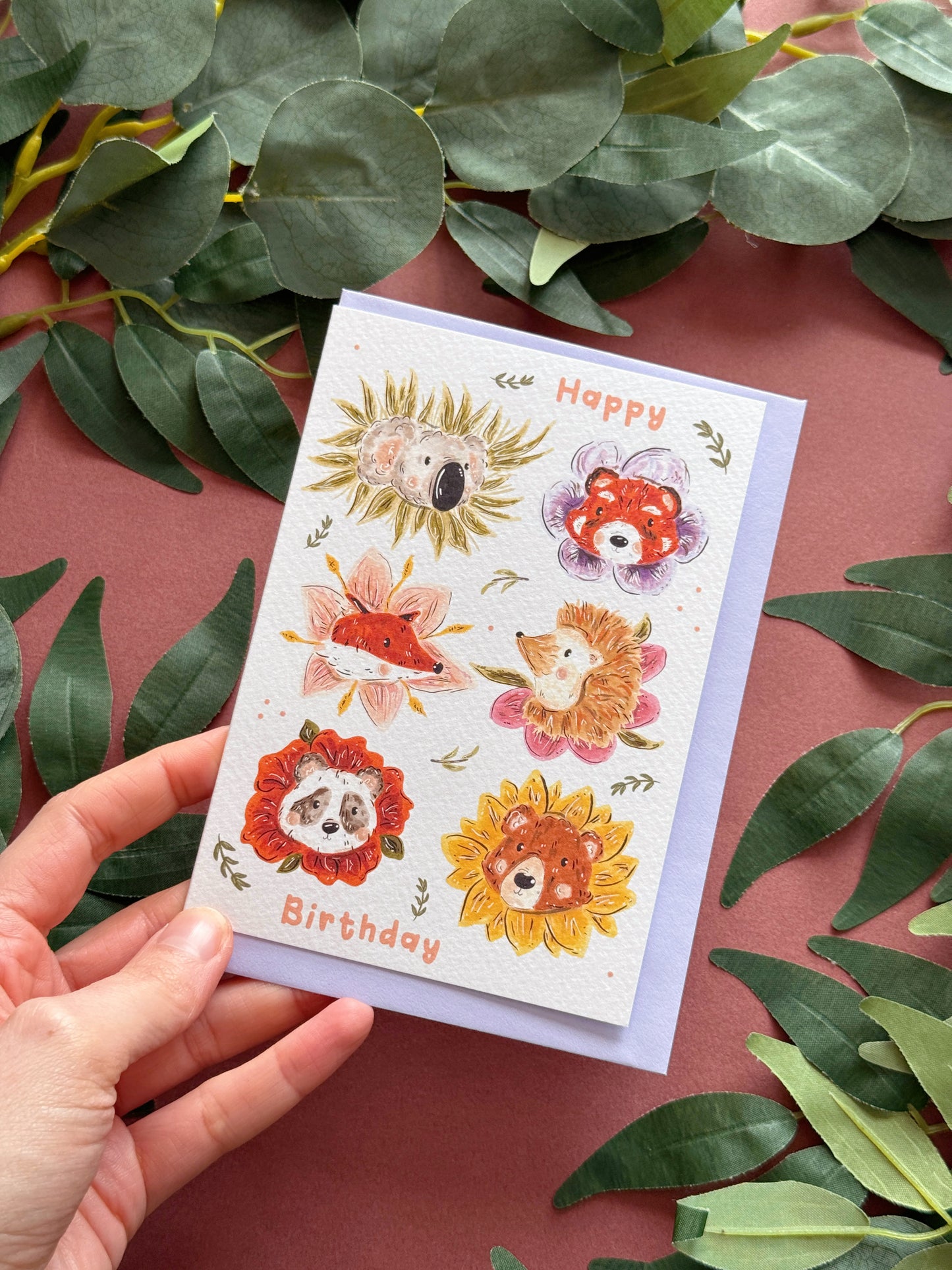 Flower Animals Birthday Card