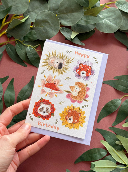 Flower Animals Birthday Card