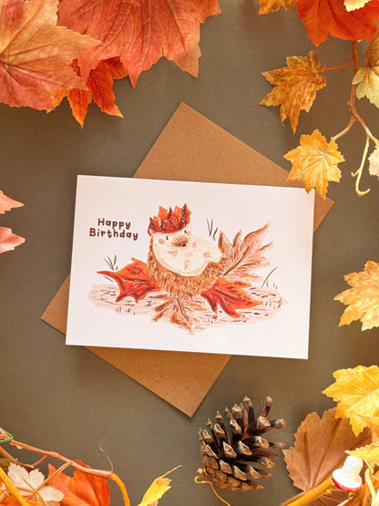 Leaf Hedgehog Birthday Card
