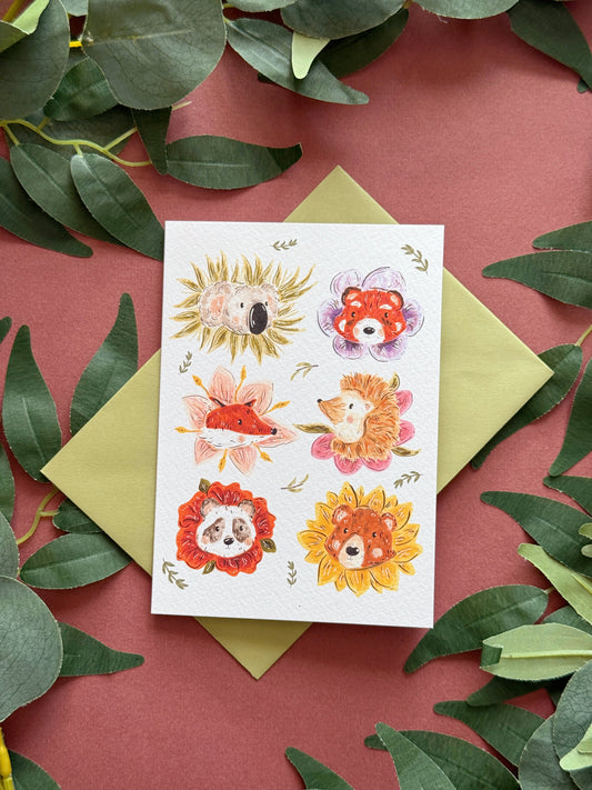 Flower Animals Card