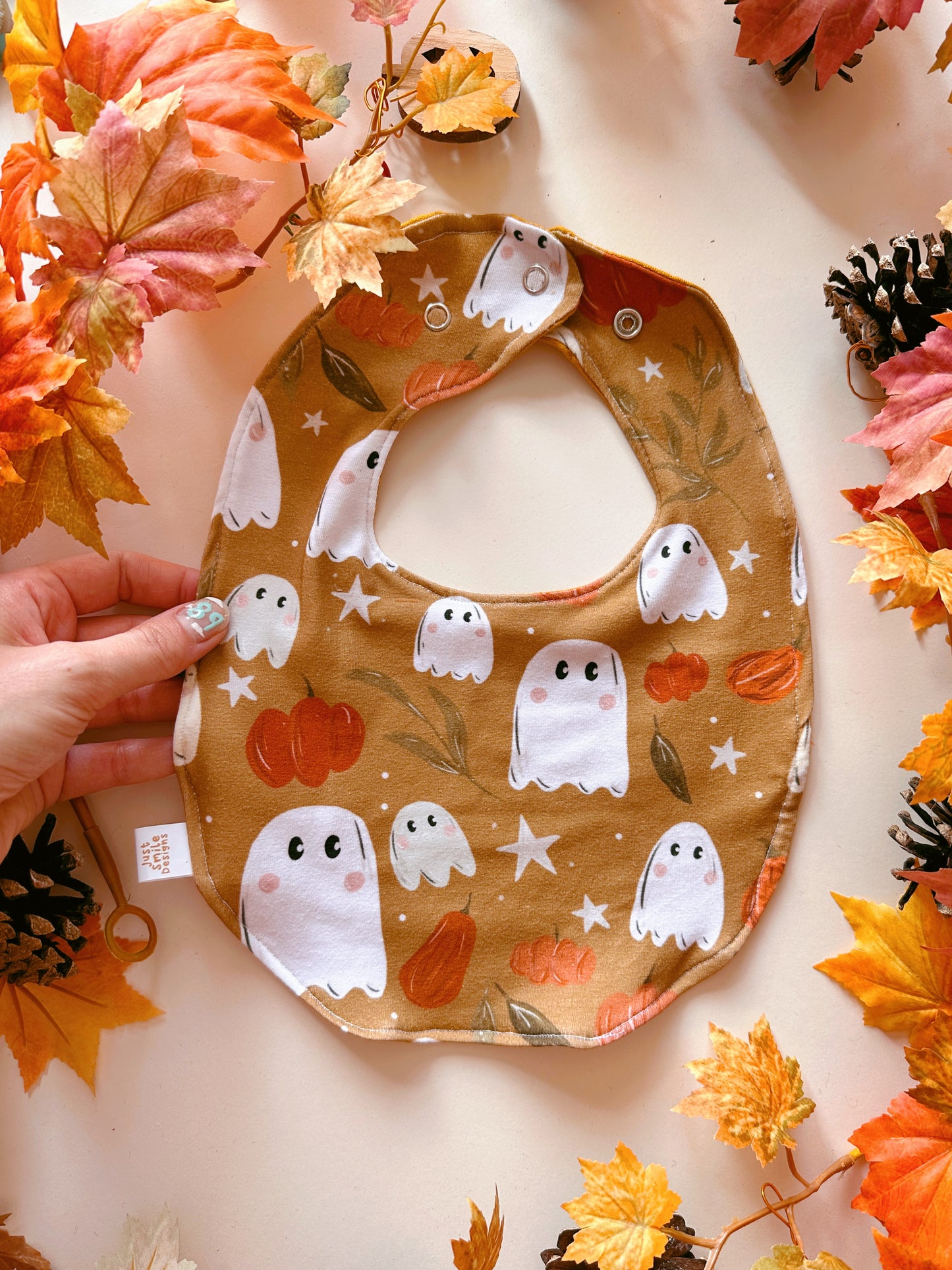 Pumpkin Ghost Bib - Rounded