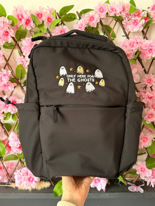 Only Here For The Ghosts Embroidered Backpack
