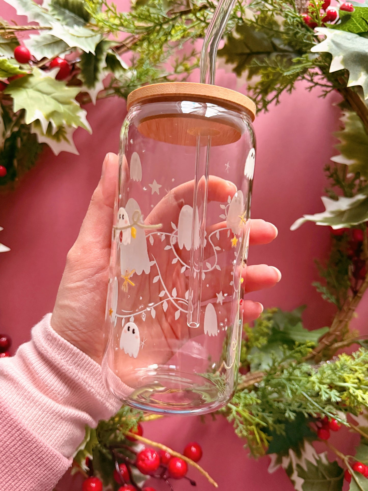 Christmas Ghost Glass Tumbler