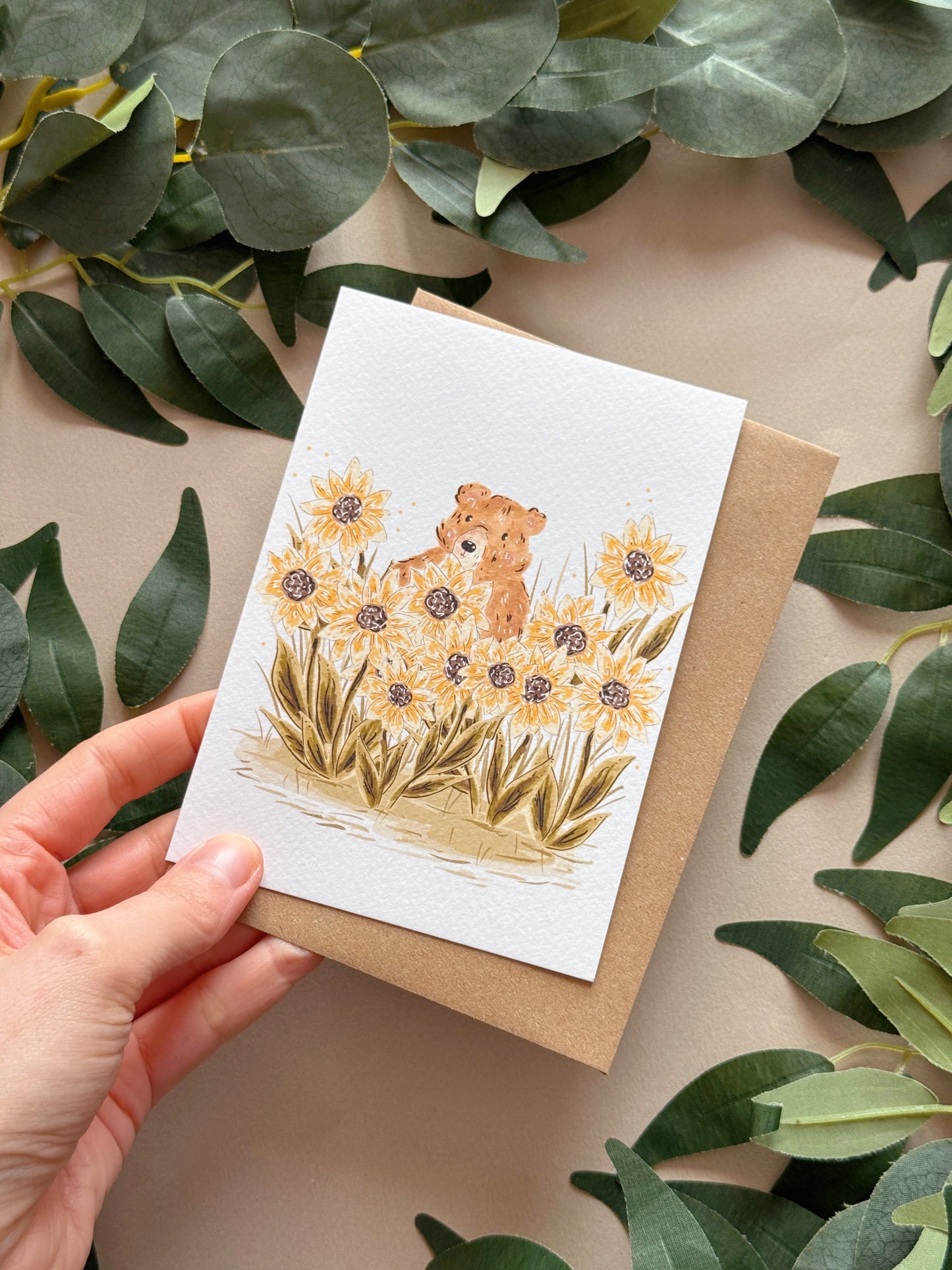 Sunflower Bear Card