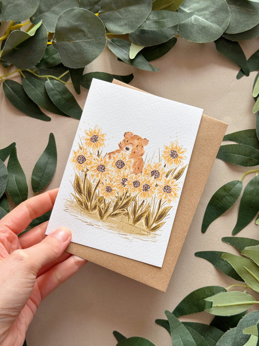 Sunflower Bear Card