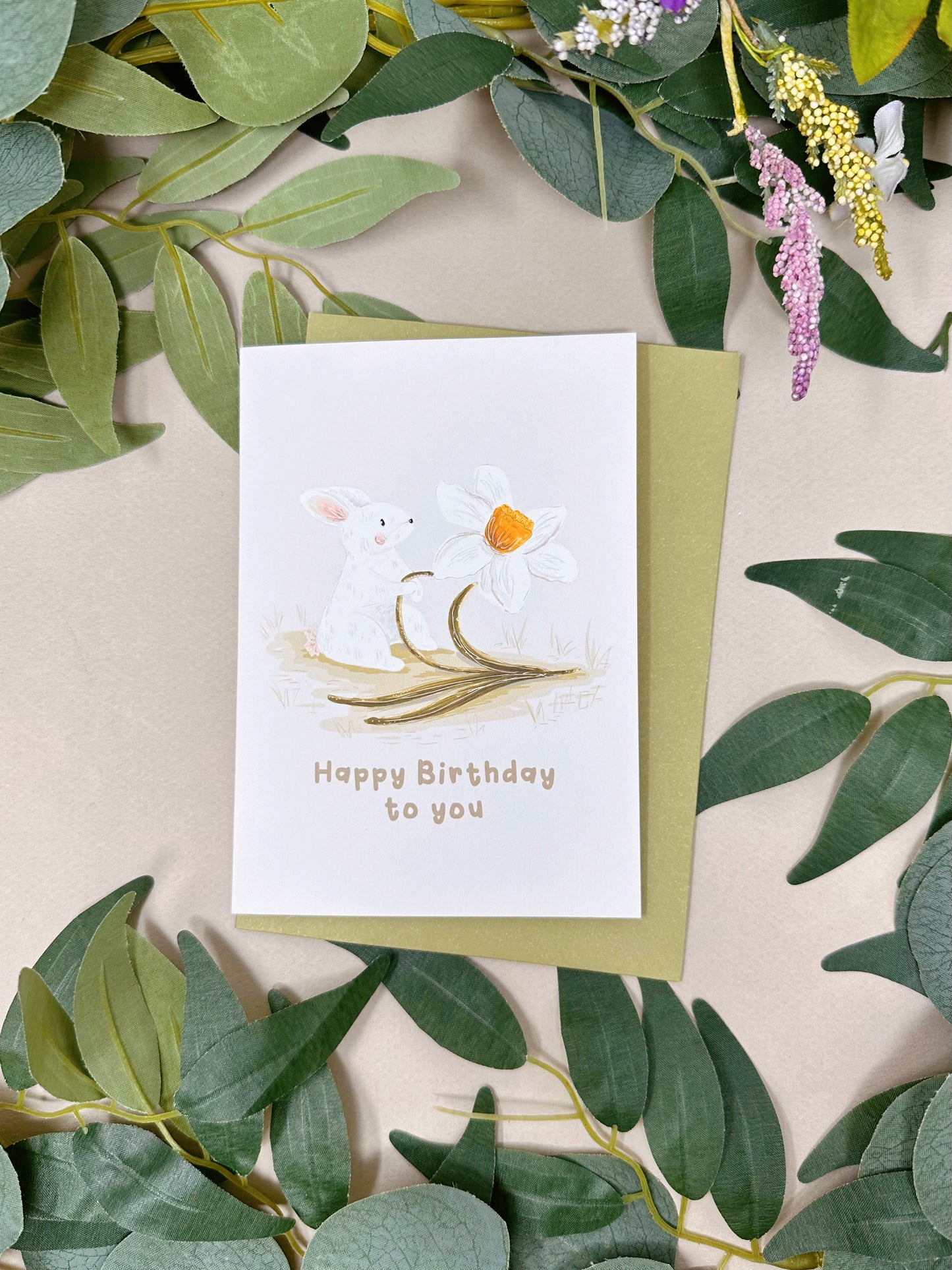 Bunny Daffodil Birthday Card
