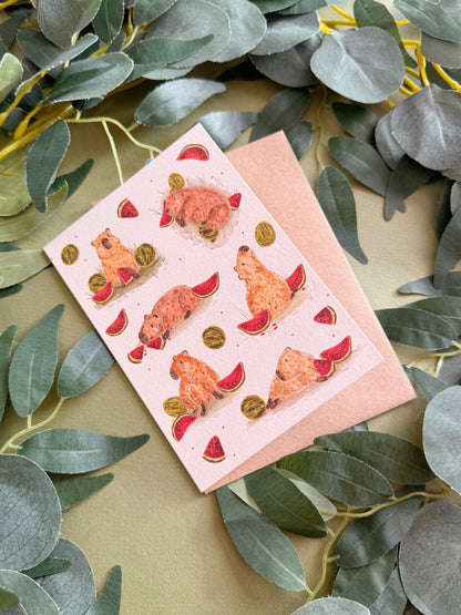 Watermelon Capybara Card