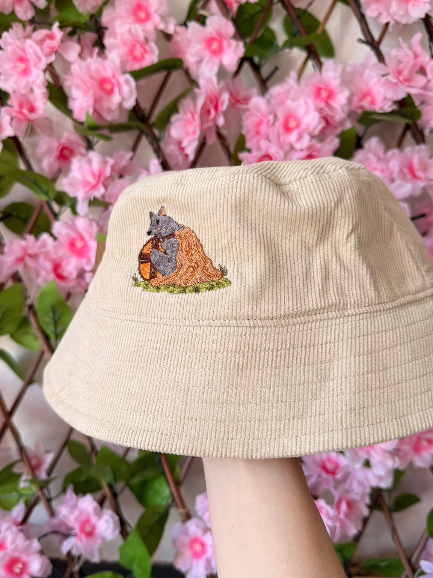 Viking Wolf Embroidered Cord Bucket Hat