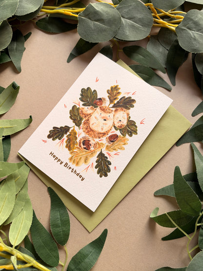 Hedgehog leaves Birthday Card