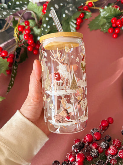 Reindeer Glass Tumbler