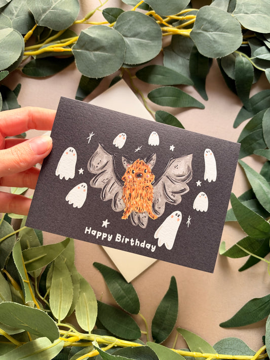 Bat Ghost Birthday Card