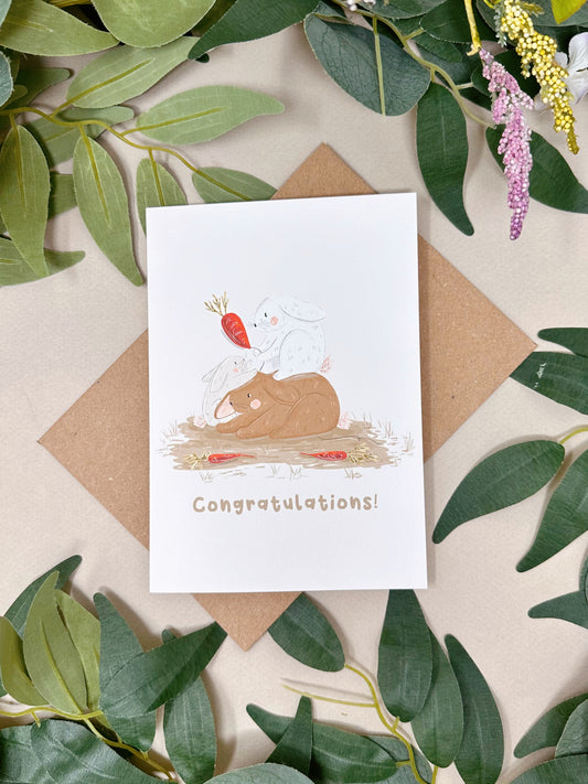 Bunny Carrot Congrats Card