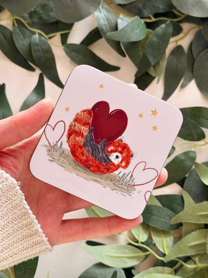 Red Panda Heart Coaster