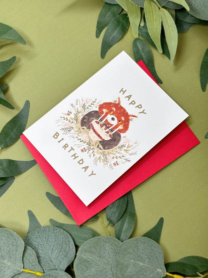 Red Panda Cake Birthday Card