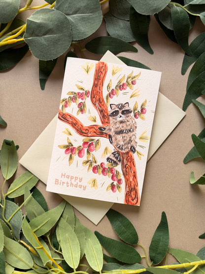Raccoon Birthday Card