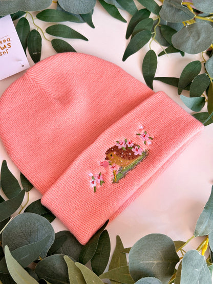 Sakura Hedgehog Embroidered Beanie