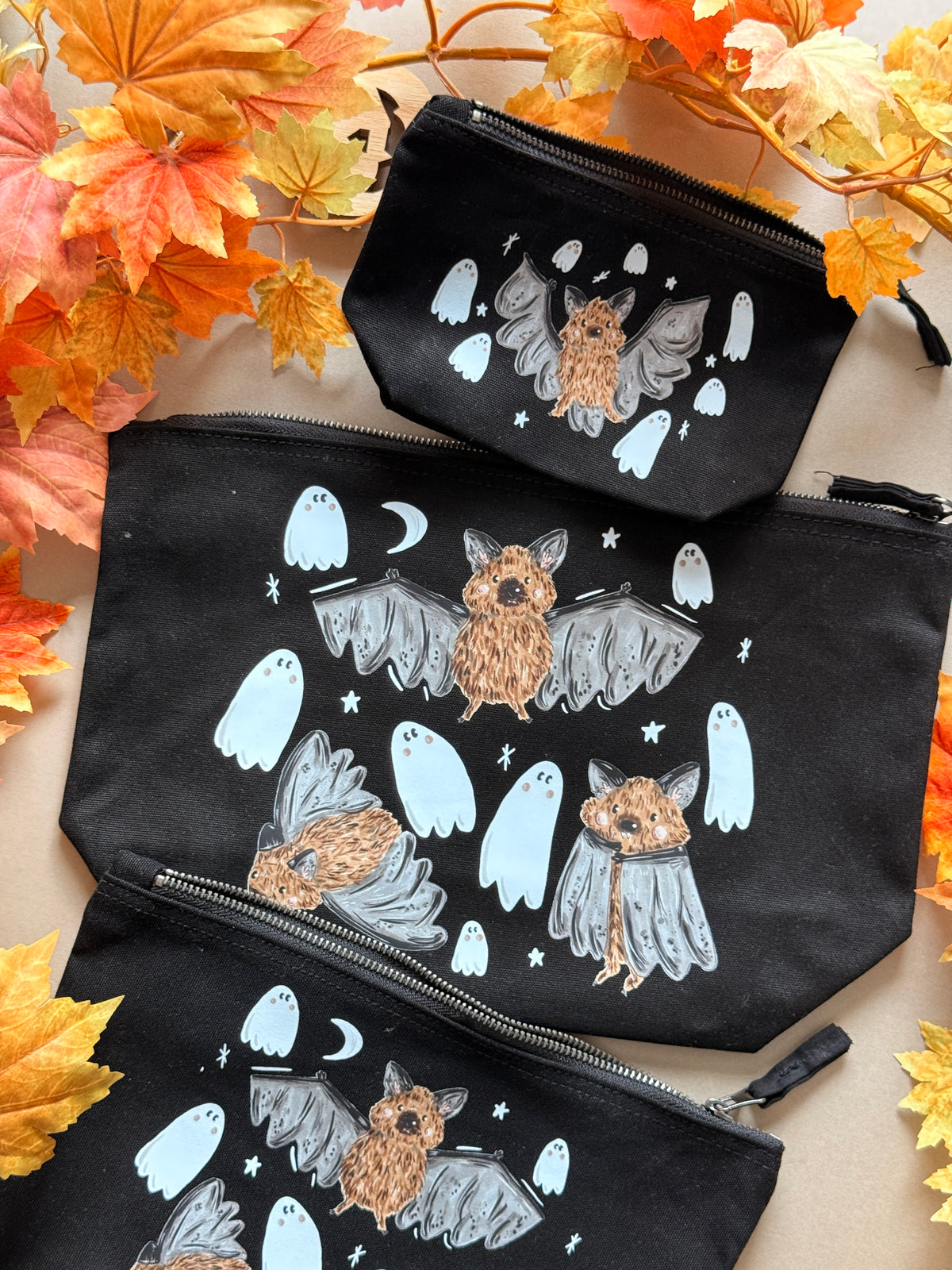 Bat ghost Zip Case