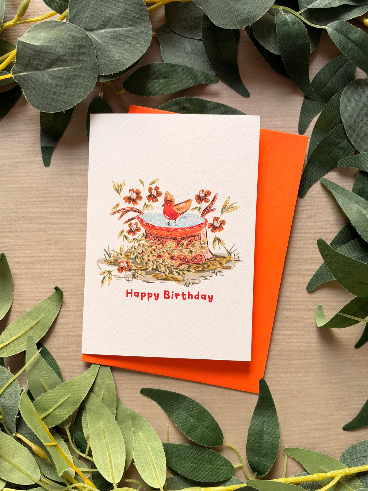 Garden Robin Birthday Card