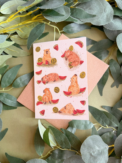 Watermelon Capybara Card