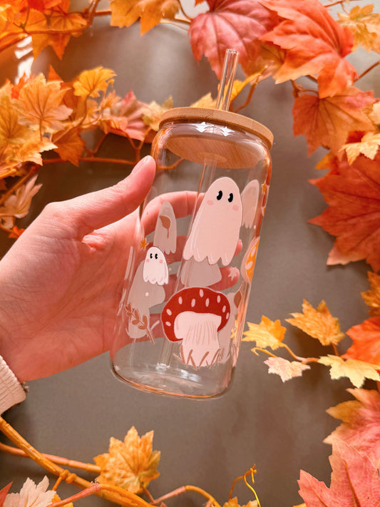 Mushroom Ghost Glass Tumbler