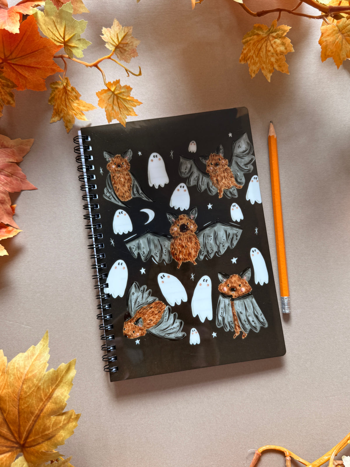 Bat Ghost Spiral Notebook - A5