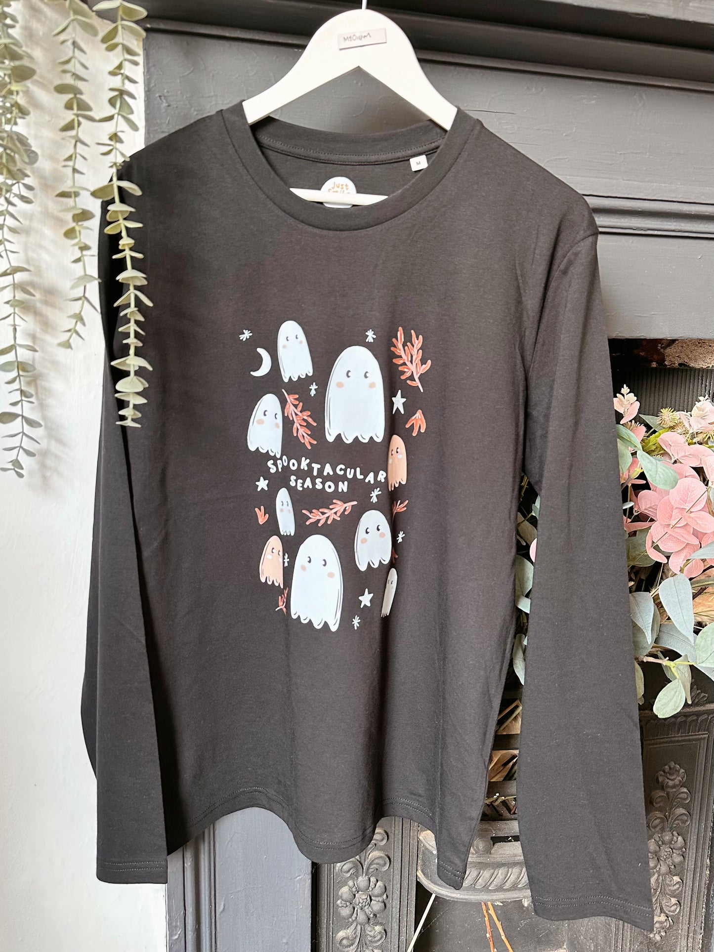 Spooky Ghost Long Sleeve T-Shirt - Organic Cotton