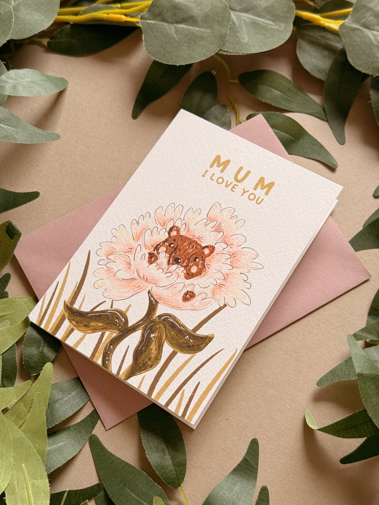 Peony Bear Mum Card