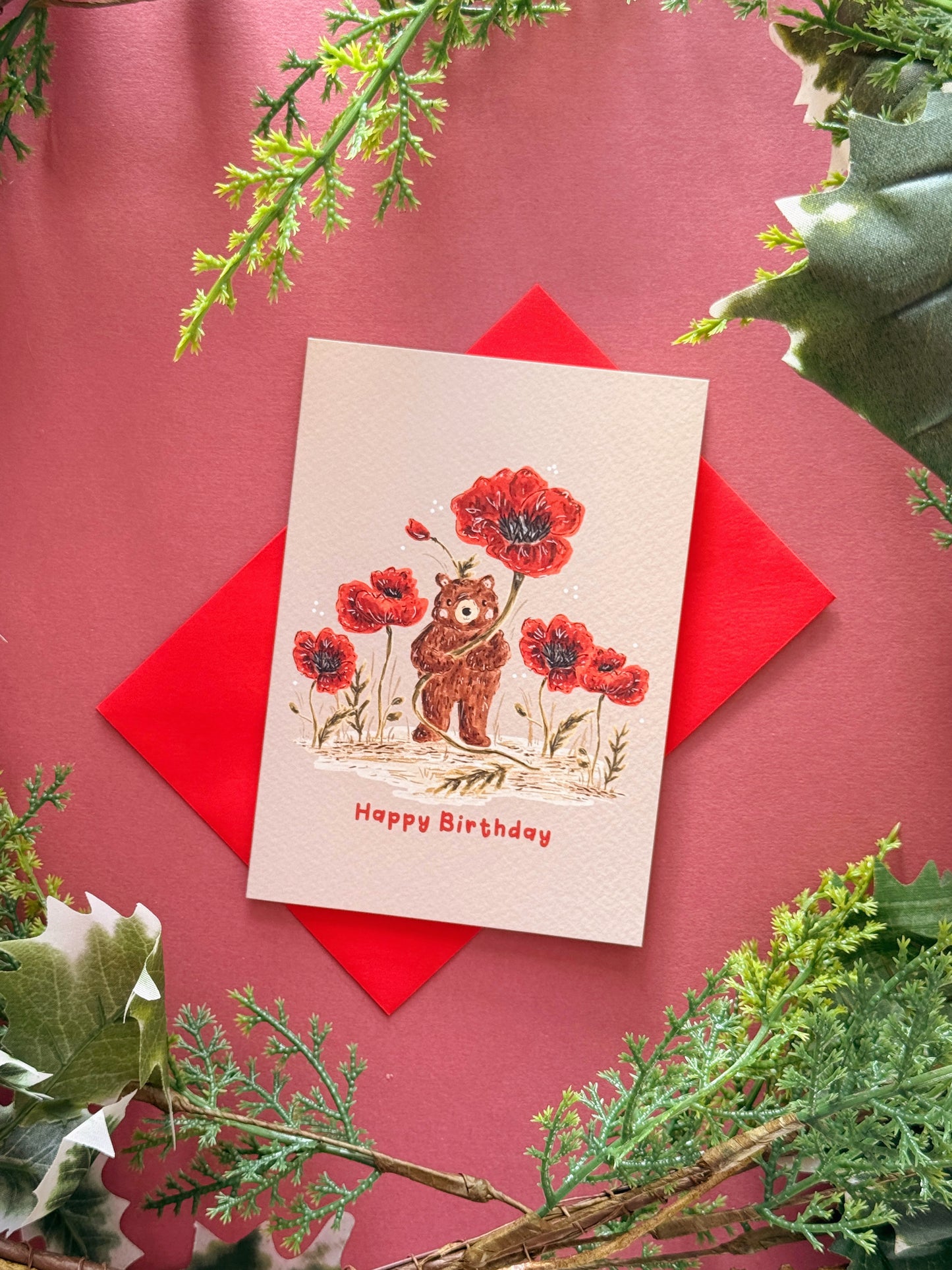 Poppy Bear Birthday Card