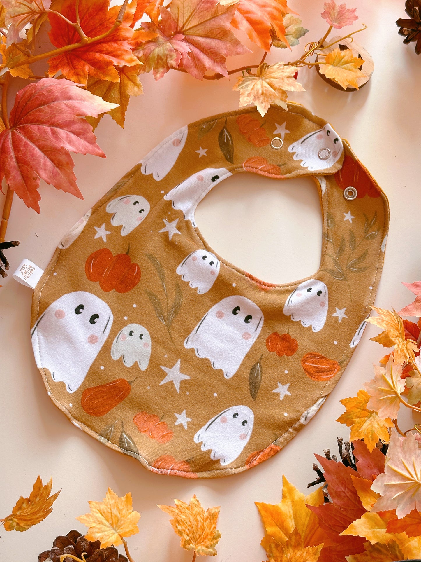 Pumpkin Ghost Bib - Rounded