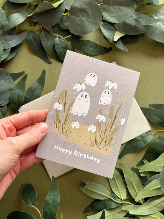 Snowdrop Ghost Birthday Card