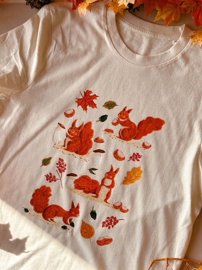 Autumn Red Squirrel T-Shirt - Organic Cotton