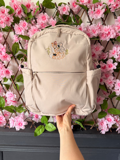Fox Koala & Robin Embroidered Backpack