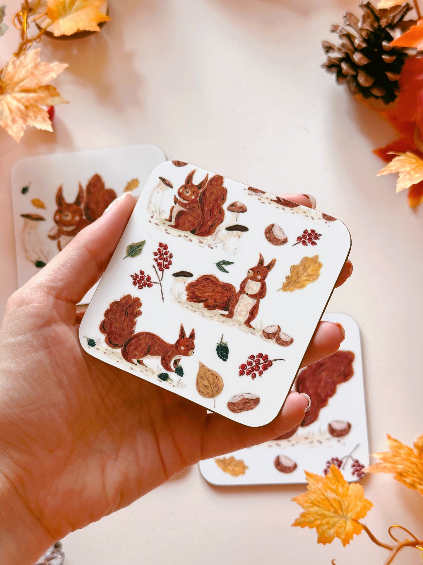 Autumn Red Squirrel Coaster