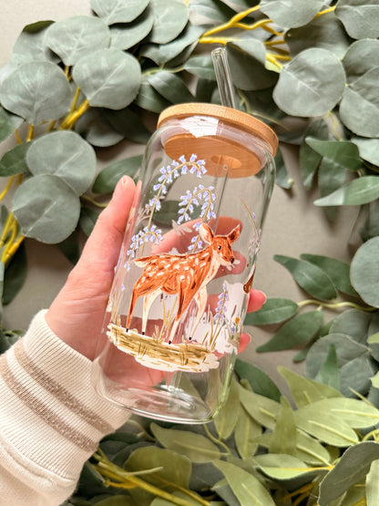 Spring Deer Glass Tumbler