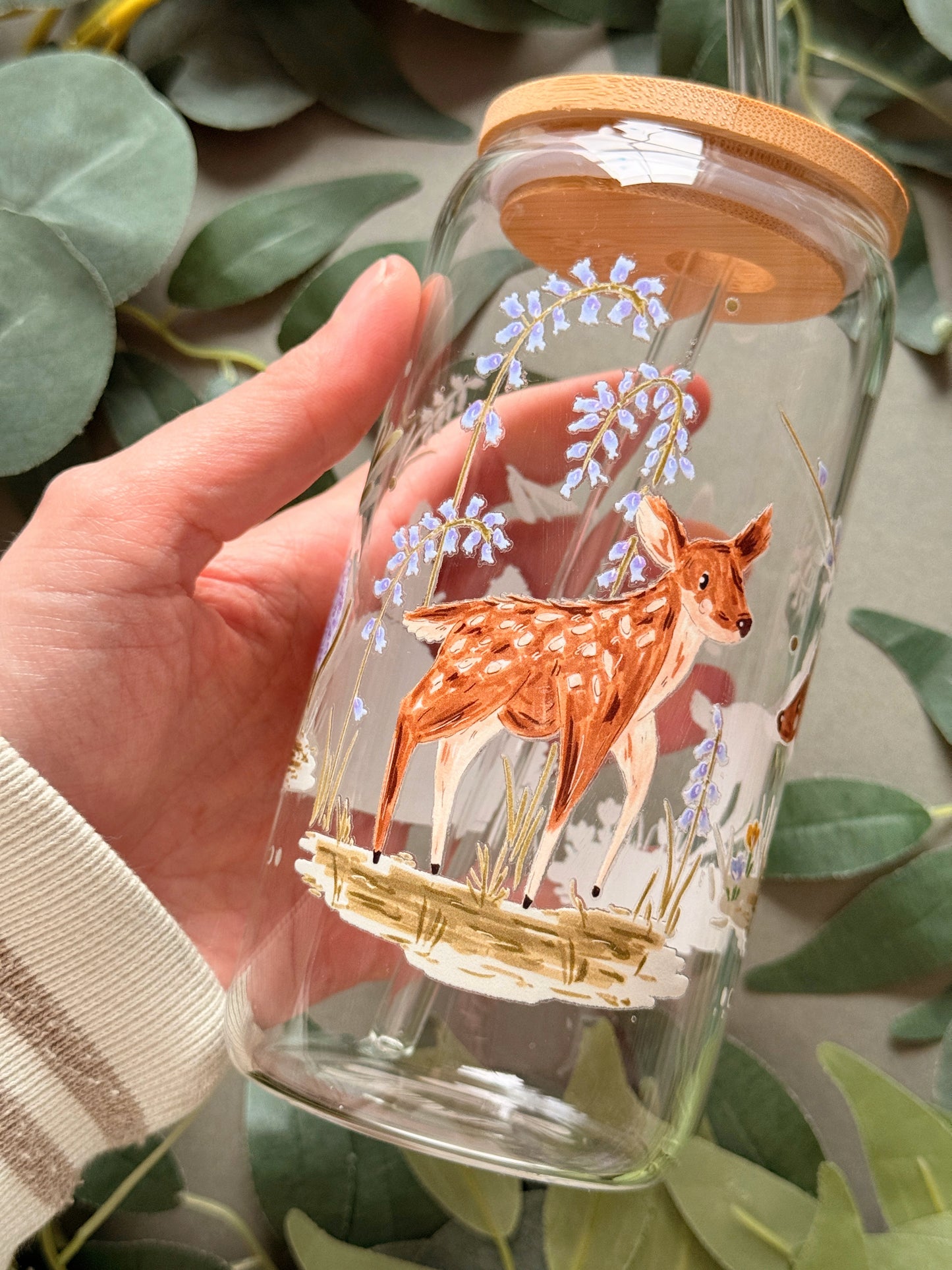 Spring Deer Glass Tumbler