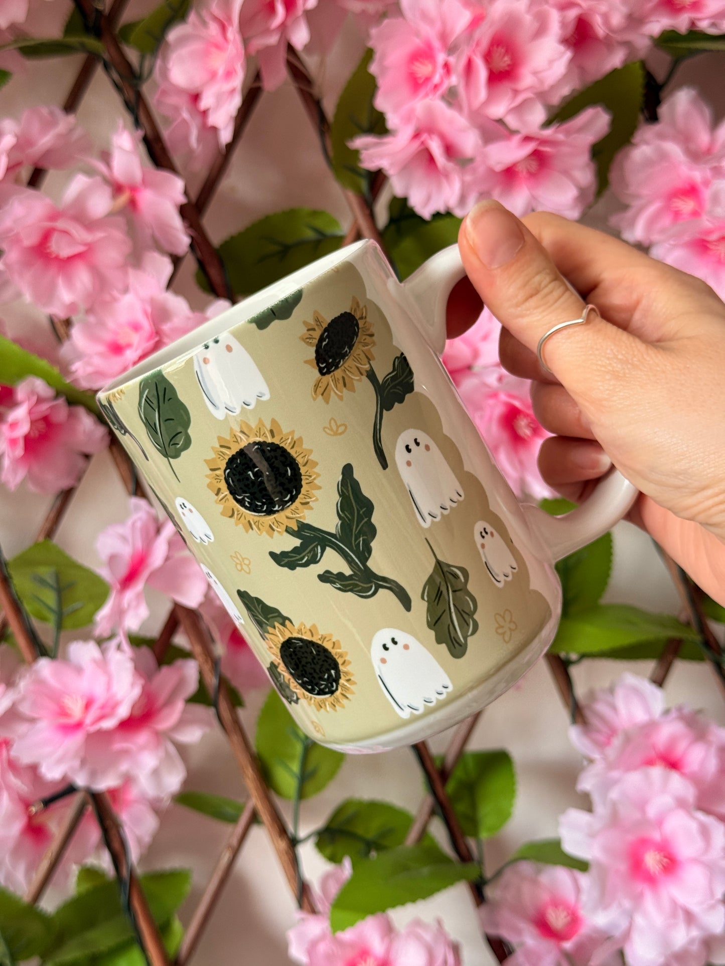 Sunflower Ghost Tall Ceramic Mug