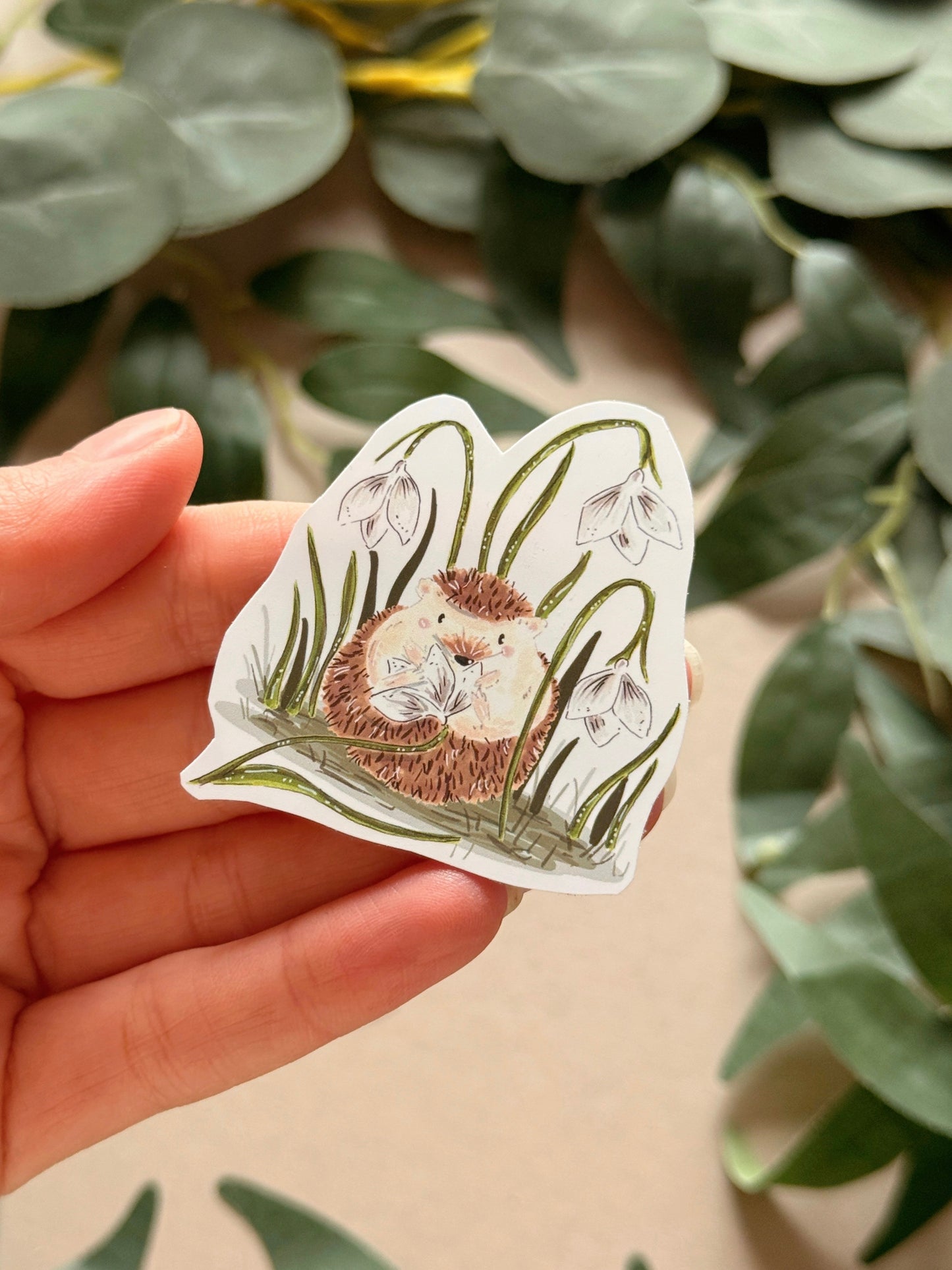 Snowdrop Hedgehog Sticker