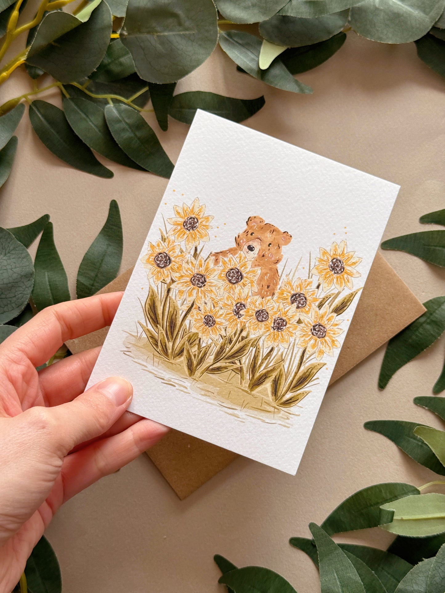 Sunflower Bear Card