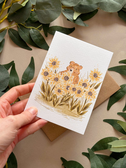 Sunflower Bear Card