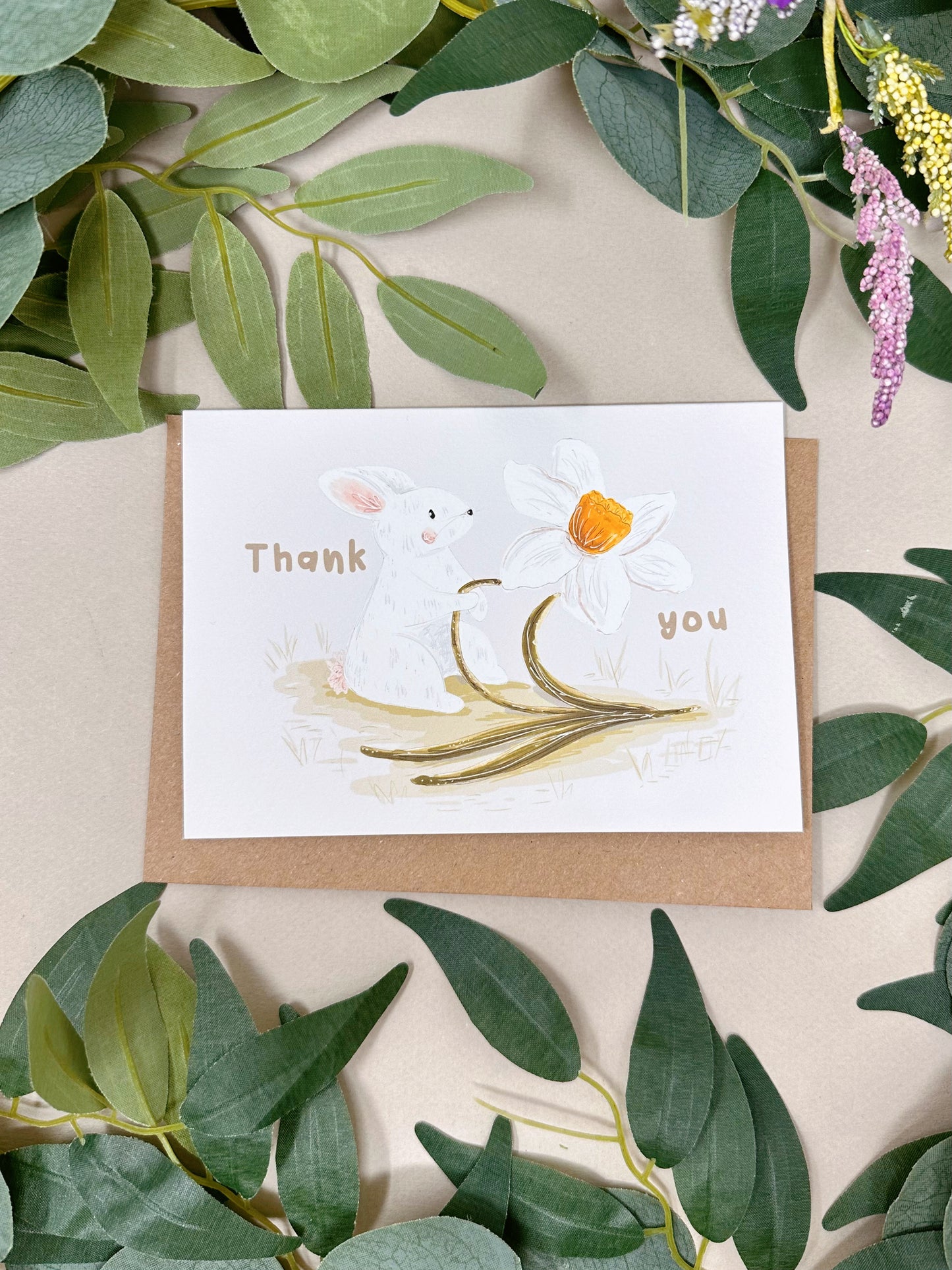 Bunny Daffodil Thank You Card