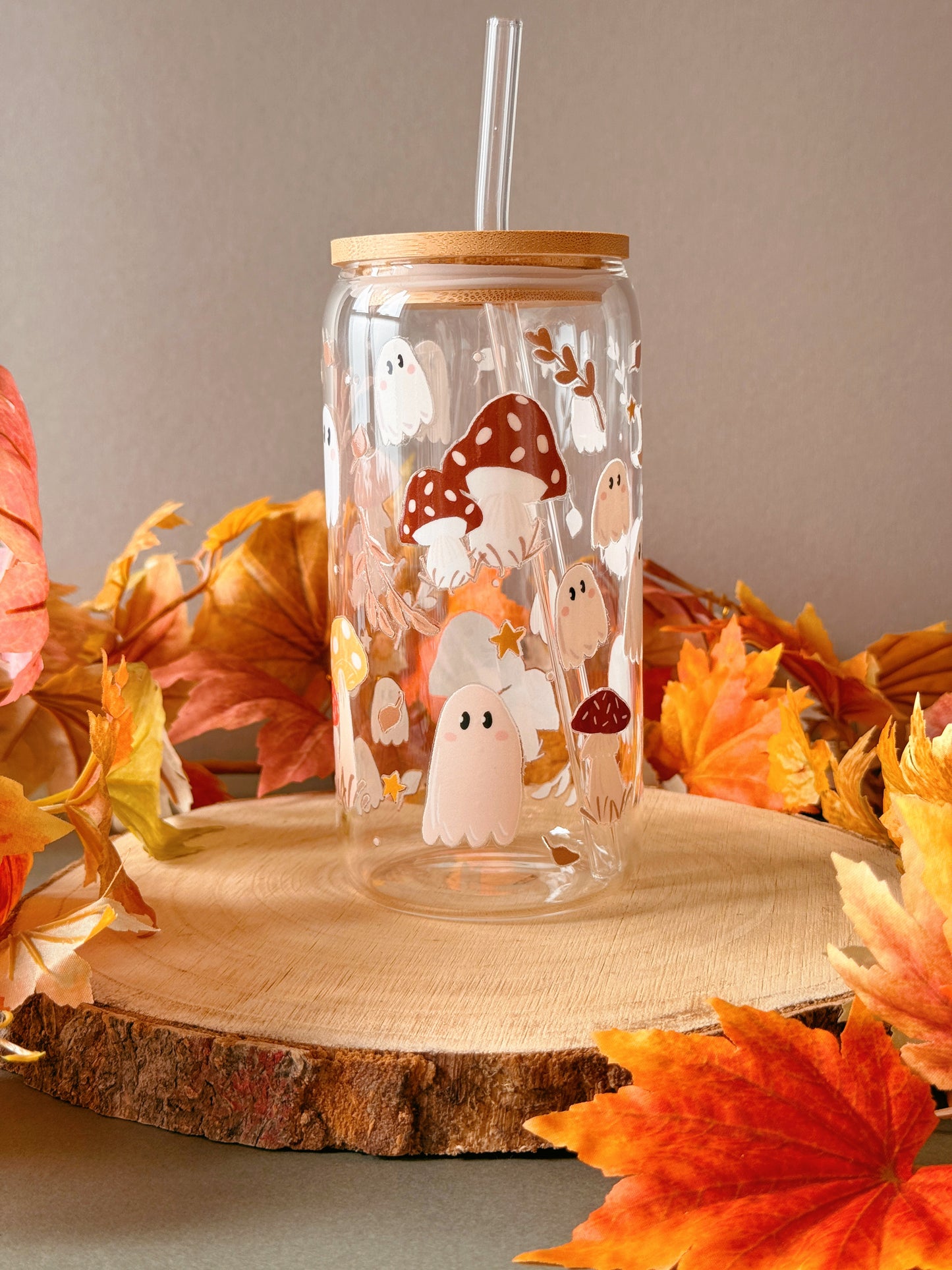 Mushroom Ghost Glass Tumbler