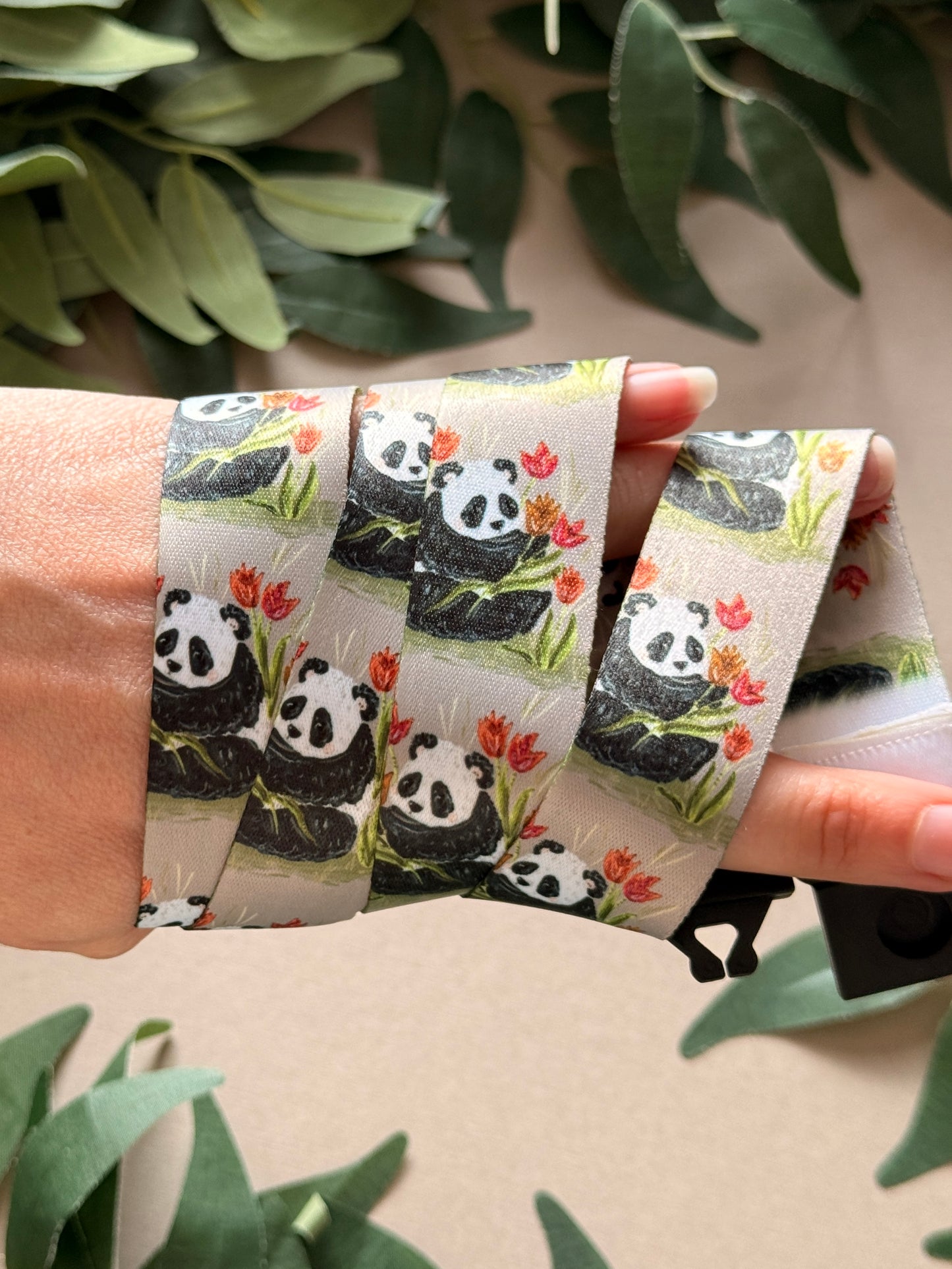Panda Floral Lanyard