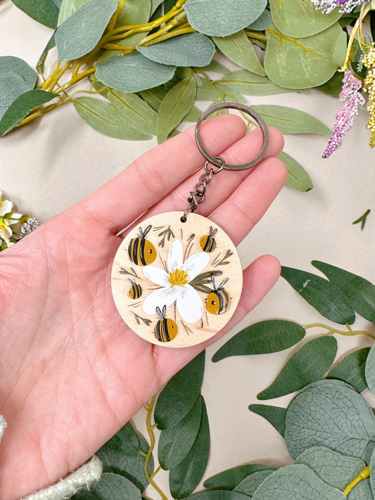 Botanical Bee Keyring