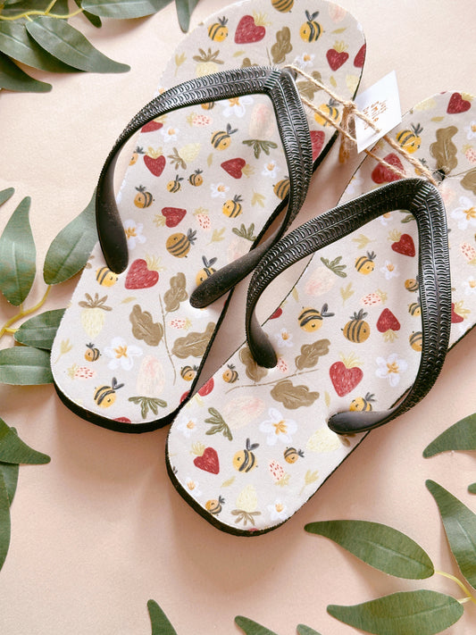 Strawberry Bee Flipflops - Adult