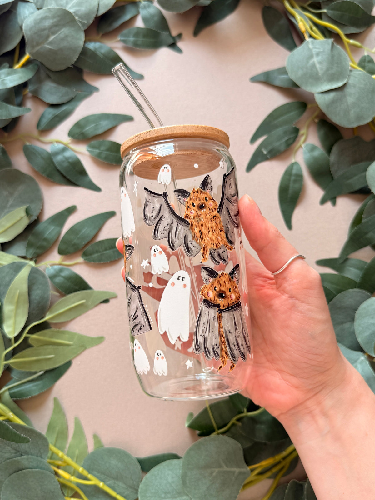 Bat Ghost Glass Tumbler