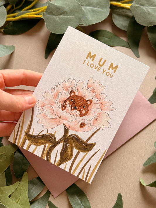 Peony Bear Mum Card