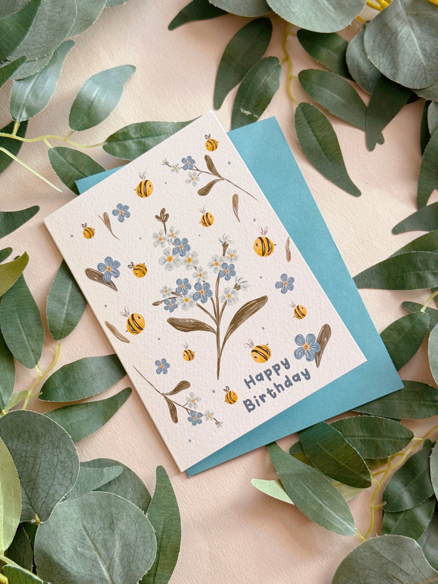 Bee Forget Me Not Birthday Card