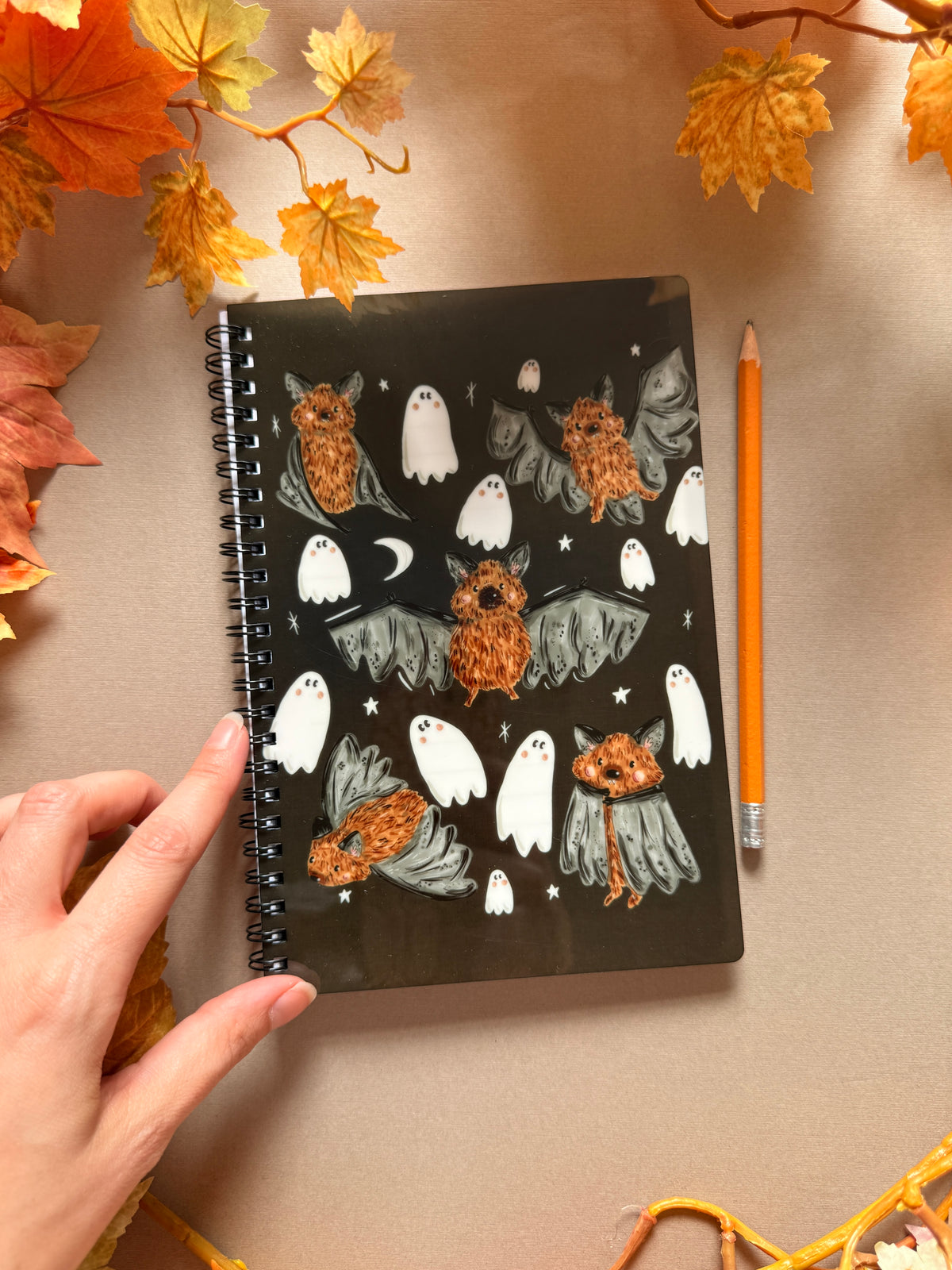 Bat Ghost Spiral Notebook - A5
